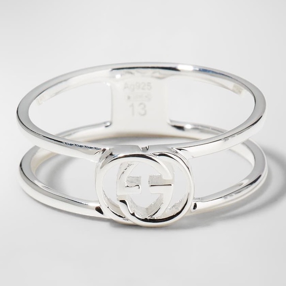 Gucci Interlocking G 6mm Ring Sterling Silver - Picture 1 of 8